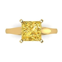 2.5 ct Princess Cut Natural Citrine Solitaire 18K Yellow Gold Womens Engagement Ring