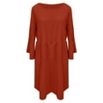thumbnail image 3 of Jsaierl Linen Dresses for Women Short Sleeve Summer Plus Size Midi Dress Tunic Solid Color Crew Neck Dress Comfortable Soft Dresses 2024, 3 of 5