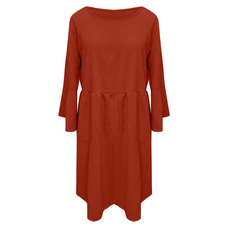 orange t shirt dress womens womens Midi T-Shirt Dress in Grenadine Orange