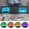 thumbnail image 3 of Bestier TV Stand for TVs up to 75" with LED Lights & Power Outlet, Entertainment Center with Storage Cabinet, Black Marble, 3 of 9