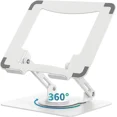 thumbnail image 1 of Laptop Stand with 360° Rotating Base, Ergonomic Computer Riser for Desk, Adjutable Height Muti-Angle, Foldable Laptop Mount, Stable Metal Holder Support 10-15.6" Notebook PC, 1 of 7