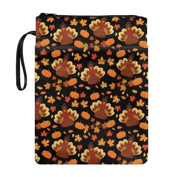 HELLHERO Polyester Fabric Book Sleeve Protector for Librarian Protector Wrap Bag with Book Protection Storage & Portability Reusable for Bible, Thanksgiving Turkey Pouch