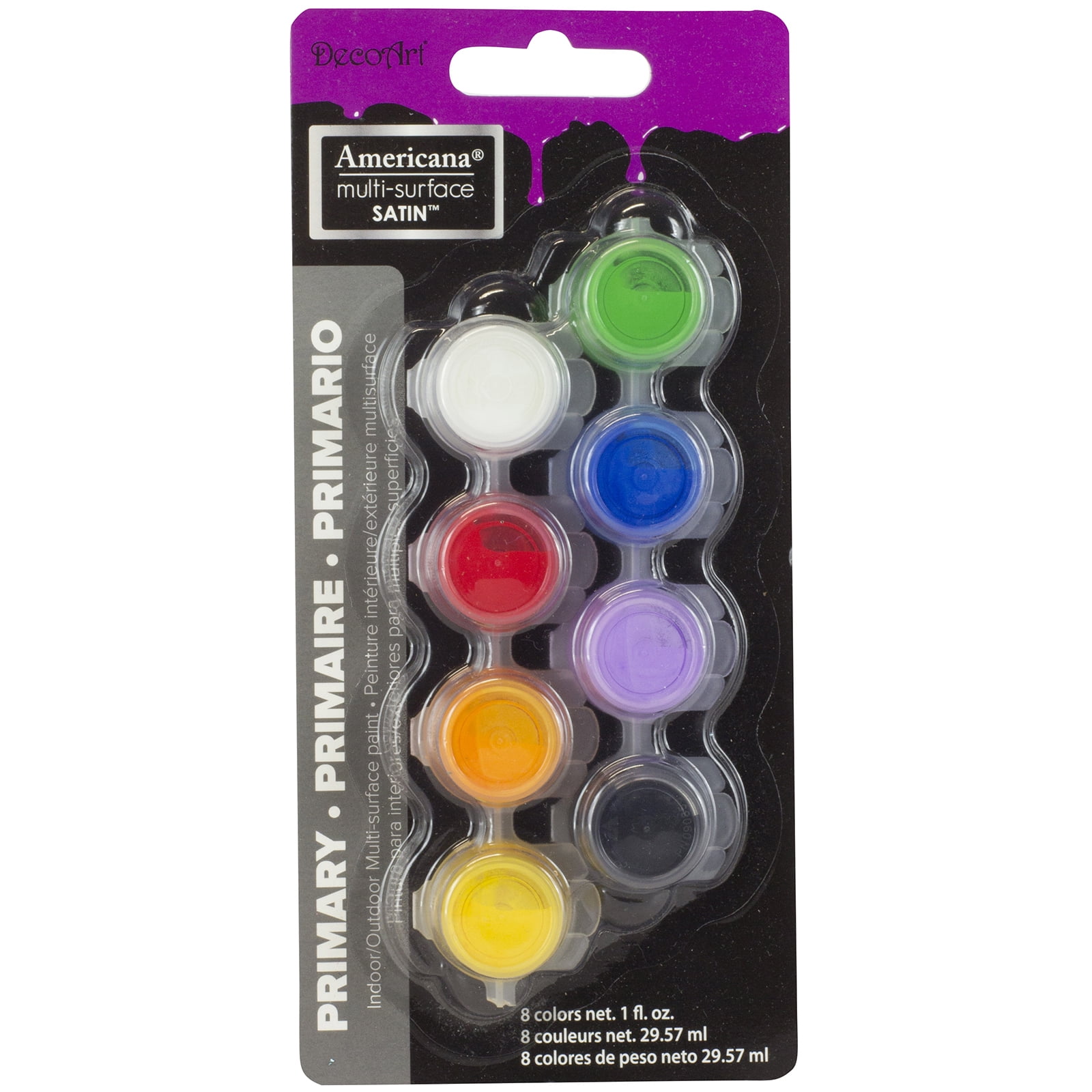 DecoArt Paint Pot Set, Americana MultiSurface Acrylic Paint, 8Color