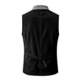 thumbnail image 3 of Kiijoy Boys Party Vest Button-Down Mandarin Collar Corduroy Waistcoat, Black, 7-8 Years, 3 of 4