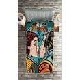 thumbnail image 2 of Ambesonne Colorful Quilted Coverlet 2 Pcs, Cartoon Kiss in Space, Twin Size, Multicolor, 2 of 2