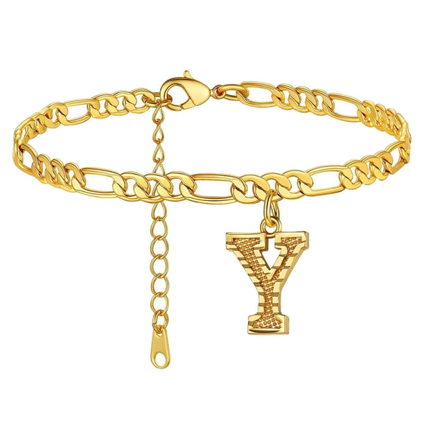 Boho Mujer Pie de la Cadena 26 Letras Hexágonos Capa Anklet Joyería Anklet 26 Inicial Anklet Pulseras para Mujeres Letras Anklet