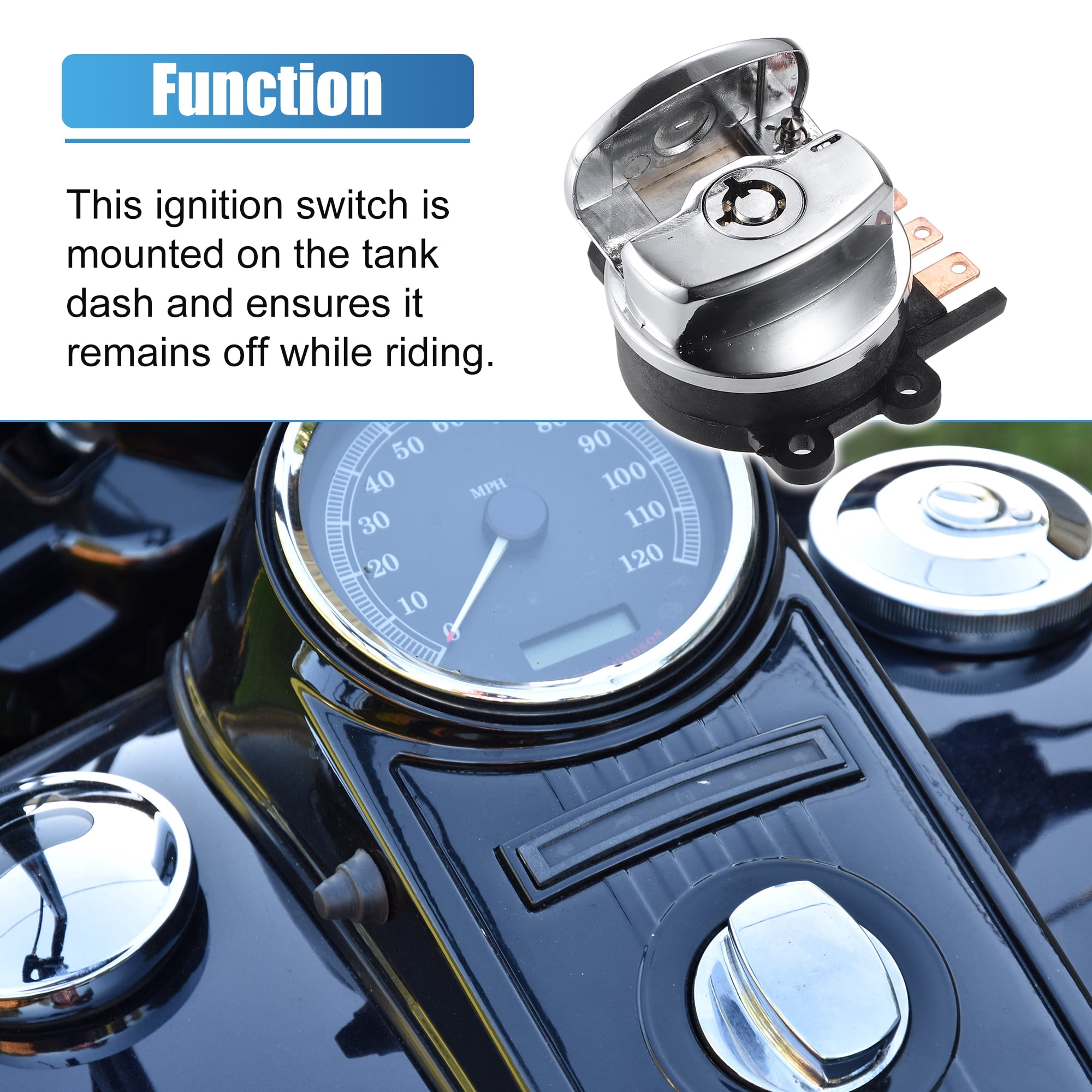 Unique Bargains 1 Set Round Key Ignition Switch Fit for Harley-Davidson Softail Road King 1993-2013 Silver Tone