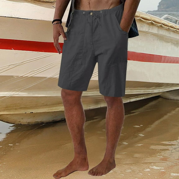 Aayomet Men Swim Trunks Mens Summer Fashion Casual Polyester Peach Skin Printed Beach Shorts Beach Pants Pants,Dark Gray L