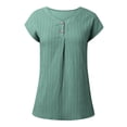 thumbnail image 4 of RMGVDSD Womens Tops Summer Sweater Women's Blouse Solid Color Button Fashion Short Sleeve Shirts Soft Sweater Fashion Outfit /Green, 4 of 7