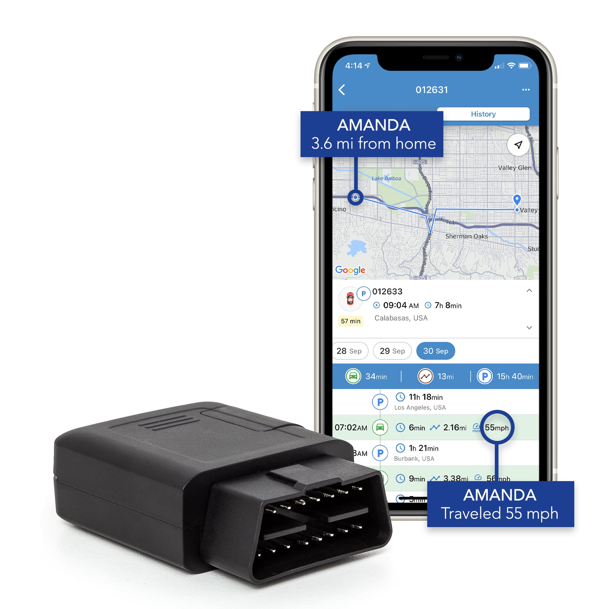 BrickHouse Security 4G LTE TrackPort OBD-II Plug and Play Car GPS Tracker with Real-Time Tracking of Vehicles, Cars, Trucks, Teens, Elderly, Kids, No Battery Required