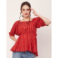 thumbnail image 2 of Moomaya Peplum Tops For Women, Printed Rayon Casual Top, 2 of 9