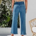 thumbnail image 5 of RYRJJ Women's Wide Leg Jean Capris High Waisted Stretchy Straight Leg Jeans Buttoned Boyfriend Baggy Cropped Denim Pants with Pocket(Sky Blue,S), 5 of 7