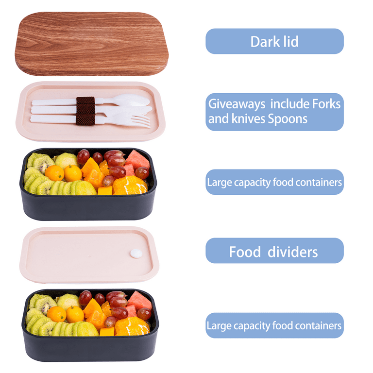 Japanese Bento Box Set: 2 Layer Lunch Container, Bamboo Board Lid