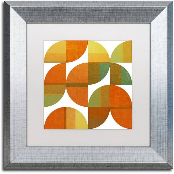 Trademark Fine Art "Four Suns Quartered 1.0" Canvas Art by Michelle Calkins, White Matte, Silver Frame