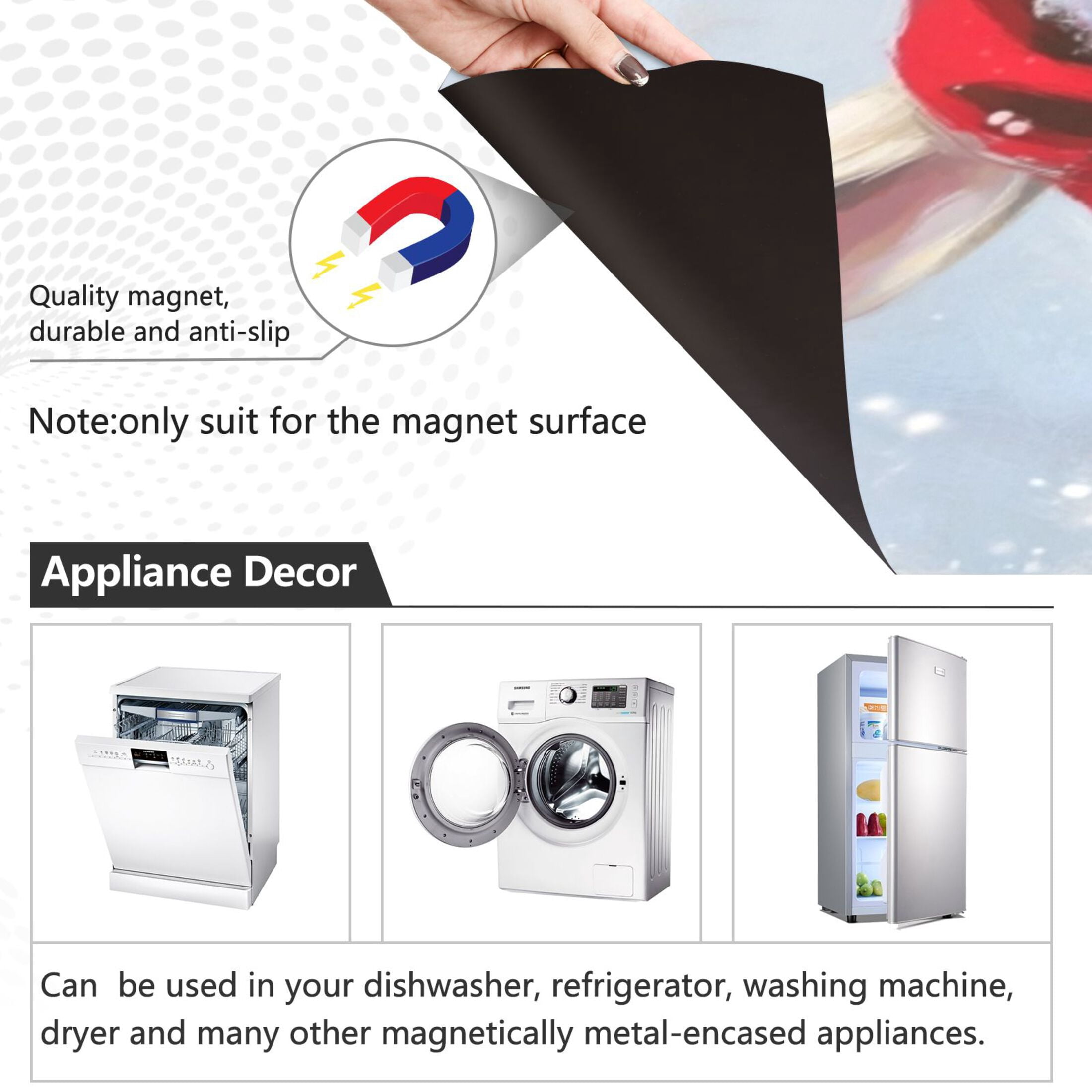 Dishwasher Magnetic Sticker 23x26 Inch Refrigerator Magnetic Sticker Washing Machine Magnetic Sticker Kitchen Panel Magnetic Sticker Home Decor Cute White Christmas Bunny