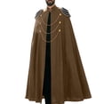 thumbnail image 3 of Virmaxy Halloween Costume Men's Costume Cloak High Stand Collar Gothic Style Cape with Gold Chains for Halloween Cosplay Party Dress Up Coffee, 3 of 7