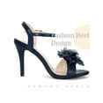 thumbnail image 5 of BLISSFUL STEP Flower Open Toe Ankle Strap Slingback Stiletto Heel Sandals for Women Dark Blue 6, 5 of 7