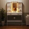 thumbnail image 4 of Hommpa Vanity Set with Mirror, Girls Makeup Vanity with  LED Lights, White Vanity Desk with Drawers, Vanity Table with Charging Station for Women Bedroom Storage, 4 of 10