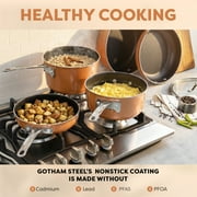 Gotham Steel Stackmaster 10 Pc Pots and Pans Set Non Stick Cookware Set with Kitchen Utensils, Induction Ready, Non Toxic Pot and Pan Set With Space Saving Design, Oven and Dishwasher Safe, Copper