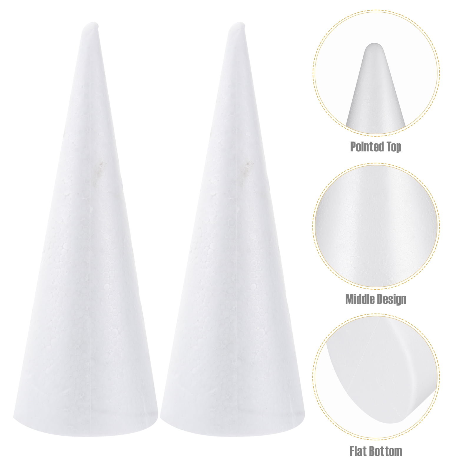 EXCEART 6pcs Christmas Tree Frames Clay White Foam Cones Cone Shaped Foam  for Crafts Foam Balls for Crafts Ornament DIY Cone Children Cone Craft