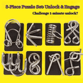 KRONDO 24-Piece Metal Ring Puzzles Brain Teaser Game - Nine Link ...