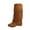 Yellow, variant on Lovzfmll Cowboy Boots for Women, Fringe Knee High High Heel Stacked, Mid Heel Wide Calf Round Toe Cowgirl Boots Fall Black Boots