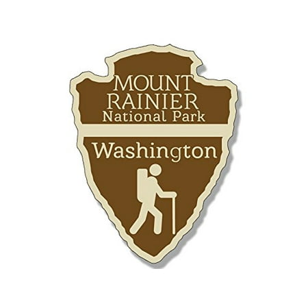 Arrowhead Shaped MOUNT RAINIER National Park Sticker (rv hike washington