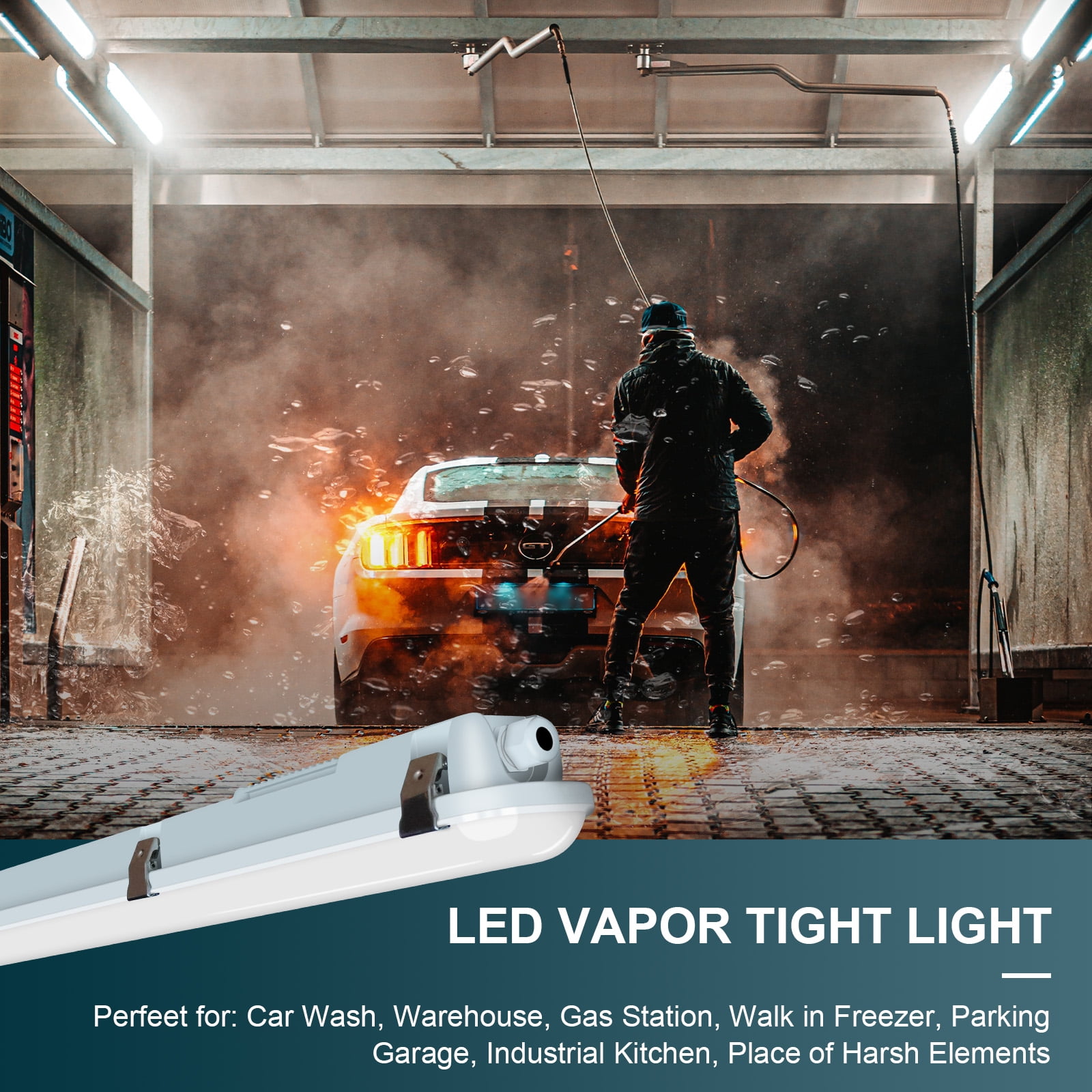 4FT LED Vapor Tight Light, 34/38/45W,5850lm,IP65 Waterproof Led Outdoor Shop Light,3500K/4000K/5000K CCT Selectable,UL&DLC Listed Led Shop Light for Parking Garage,Carport