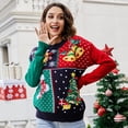 thumbnail image 4 of Pull de Noël pour Dames Cardigan Tricoté Doux Mi-Longueur Blouse Ample Imprimé Graphique Tricot Col Rond Mode Pull Manches Longues Chaud, 4 of 7