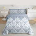 thumbnail image 2 of Castle Fairy Blue Moth Damask Twin Comforter Sets,Bohemian Traditional Flower Bedding Set, 2 of 8
