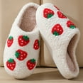 thumbnail image 4 of Winter Strawberry Cotton Slippers, Cozy Plush Warm Slip-on House Shoes for Women's Men's Household Bedroom Slippers (36-37), 4 of 10