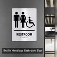 thumbnail image 4 of Braille Handicap Bathroom Sign, Unisex Gender Restroom Sign Stainless Steel Self Adhesive  for Restroom, 4 of 7