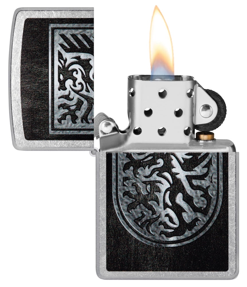 Pro-Cut ZIP-48730 2024 Zippo Dragon Shield Design Street Chrome Lighter
