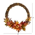 thumbnail image 4 of Nearly Natural 22" Pumpkin and Maple Artificial Autumn Wreath with 50 Warm White LED Lights, Orange, 4 of 5