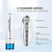 Hangsun Water Flosser Cordless Oral Irrigator Rechargeable Dental Water Jet HOC700 for Teeth Braces with 300ML Water Tank and 4 Jet Tips for Travel & Home Use