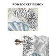thumbnail image 7 of Navy Blue Teal Coastal Half Window Curtains 24 Inches Long, Summer Beach Coral Shell Ocean Window Treatment Curtain Drapes, Short Curtains Tiers for Kitchen Over Sink, 27.5"x24", 2 Panels, 7 of 7