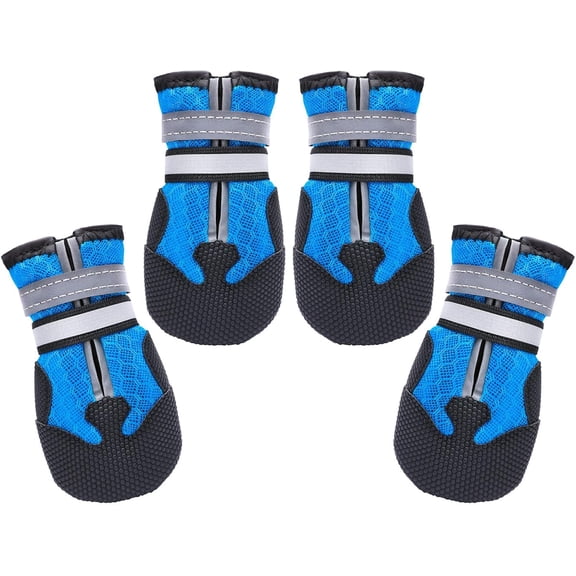 4Pcs Winter Snow Dog Boots Neoprene Nonslip Rubber Sole Dog Shoes for Medium Large Dogs