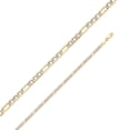 thumbnail image 1 of 14k Yellow Gold 3.5mm Figaro 3+1 White Pave Diamond-Cut Hollow Chain Necklace with Secure Lobster Claw Clasp 18", 1 of 2