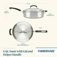 thumbnail image 2 of Farberware Brilliance 6 Quart Saute Pan with Lid and Helper Handle, Induction Compatible, Metal Utensil and Dishwasher Safe, Stainless Steel, 2 of 10