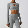 thumbnail image 3 of Chemises de YOGA à Manches Longues pour Femmes Col Rond Doux Automne Basique Ajusté Décontracté Sortie Tee-Shirt, 3 of 6