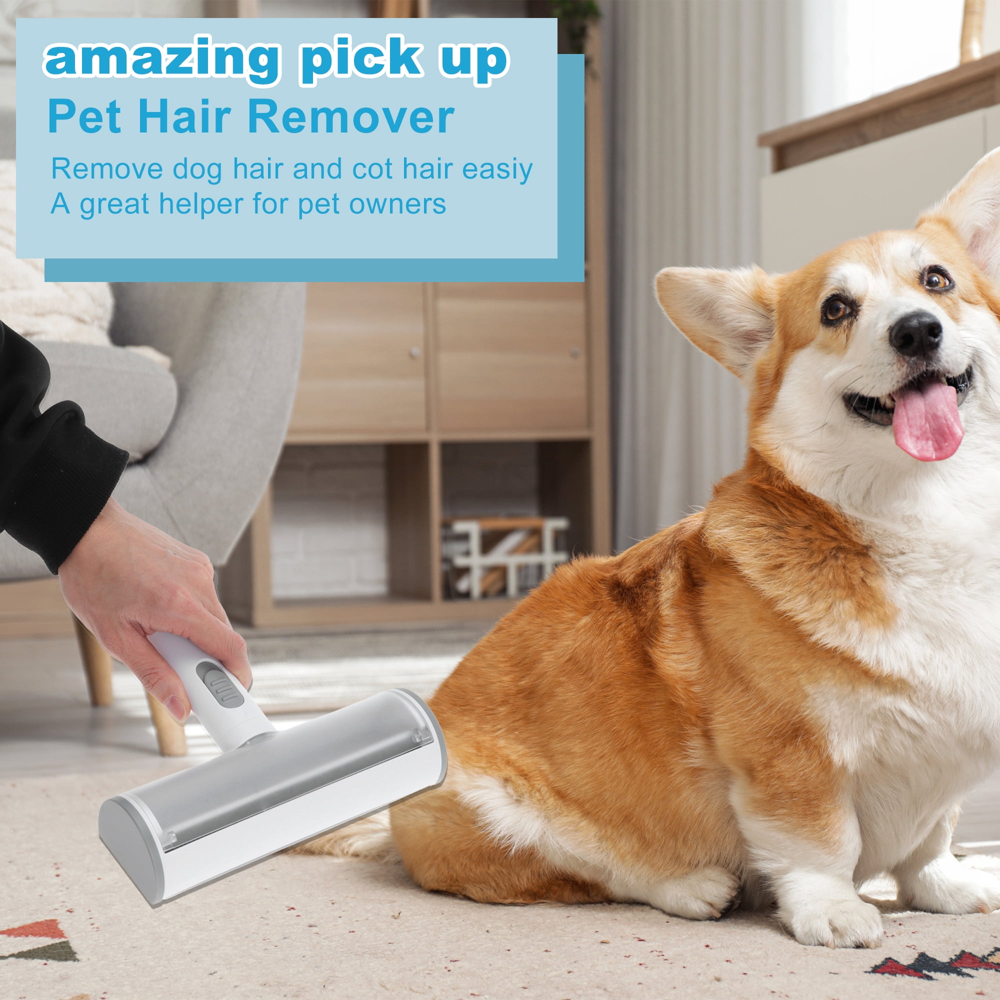 Unique Bargains Pet Hair Removal Tool for Furniture Couch Bed Car Seat Light Gray