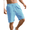 Light Blue, variant on Men's Striped Beach Shorts with Drawstring, Multi-Pocket Sport Shorts, Lightweight Quick-Dry Summer Shorts for Outdoor Activities and Parties Navy L