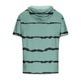 thumbnail image 4 of FAIWAD Men's Short Sleeve Hoodies Sweatshirt Striped Print Drawstring Athletic Lightweight Hoodies Tops, 4 of 4