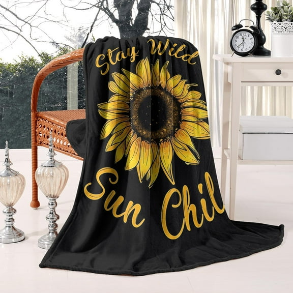 Charming Sunflower Sherpa Blanket: Thick, Cozy 50x60in Throw Blanket Perfect for Bed, Sofa, Office Decor Gift Blanket for Women and Sunflower Enthusiasts