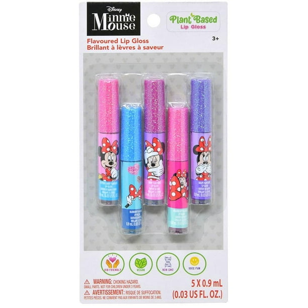 Set de brillo de labios Disney Minnie Mouse, paquete de 5, con sabor para niños