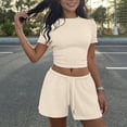 thumbnail image 4 of JYnXIANTI Workout Sets for Women Soft Fitted Crop Tops with Shorts Sets Sports Athletic Matching Outfits Tracksuit 2 Piece Sets, 4 of 6