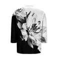 thumbnail image 4 of MLQIDK Plus Size Tops for Women 4x-5x Sexy 3/4 Sleeve Blouses Floral Graphic Tees V Neck Shirts Large Casual Tunics Blouses Black 2XL, 4 of 6