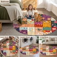 thumbnail image 5 of Round Rugs 3Ft, Spring Floral Round Area Rug Washable Indoor Throw Carpet, Summer Botanical Retro Checkered Colorful Small Non Slip Circle Rug for Bedroom Living Room Home Decor Aesthetic, 5 of 8