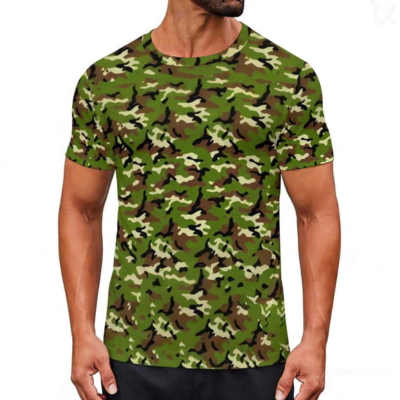 Gym Shirts Men Cotton,Men's Short Sleeve Tee Shirt Camouflage T-Shirt Fashion Camo Color Crewneck Tee Top
