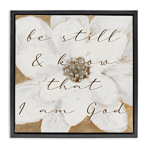 Stupell Industries Be Still with White Magnolia Black Framed Floater Canvas Wall Art, design by Lanie Loreth